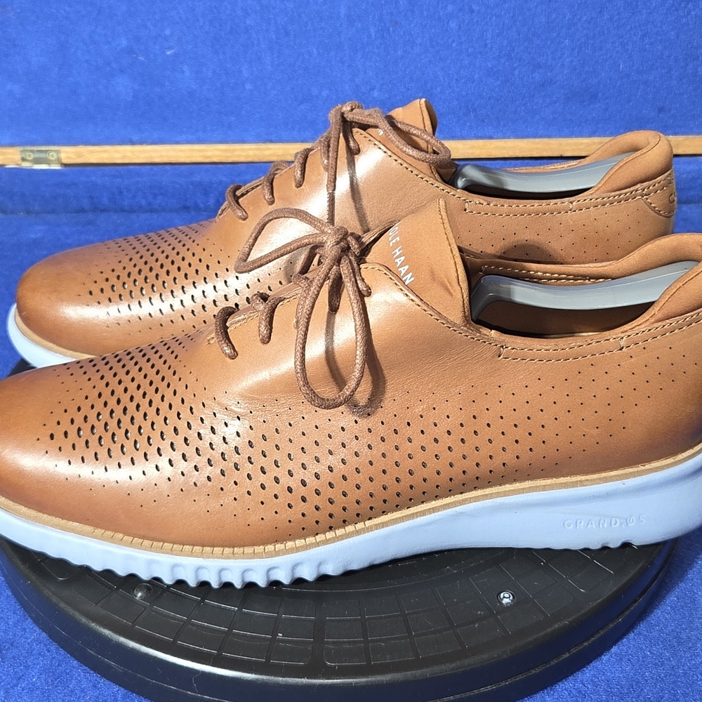 Cole Haan Brown Perforated Leather Lace-Up Sneakers